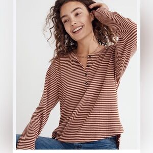 Madewell Brown Striped Long Sleeve Tee
